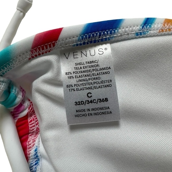 Venus Multi Stripe Rainbow Two-Piece High Waist Triangle Top Bikini, S/M - Picture 8 of 9